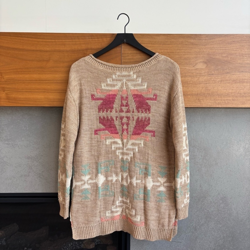 NWT Lauren Ralph Lauren Aztec Southwestern Pattern Knit Sweater, Size M
